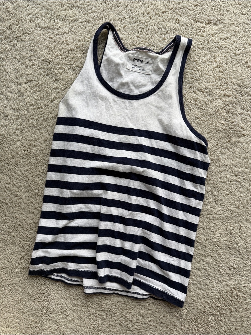 Express Striped Tank Top - Navy and White